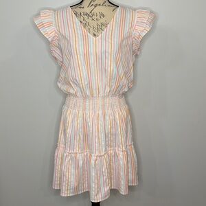 Vineyard Vines Performance Harbor striped stretch smocked waist mini dress L